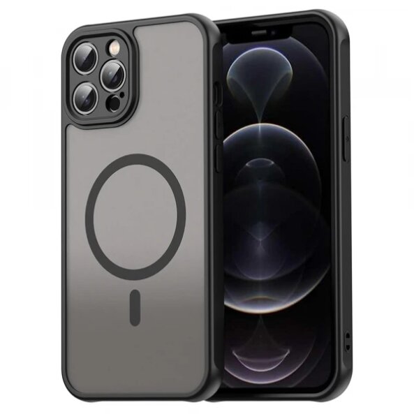 Husa MagSafe pentru Apple iPhone 12 Pro Max, Techsuit, HaloFrost II, Neagra
