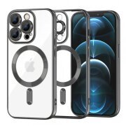 Husa MagSafe pentru Apple iPhone 12 Pro Max, Techsuit, Luxury Crystal, Neagra