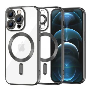 Husa MagSafe pentru Apple iPhone 12 Pro Max, Techsuit, Luxury Crystal, Neagra