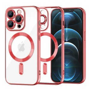 Husa MagSafe pentru Apple iPhone 12 Pro Max, Techsuit, Luxury Crystal, Rosie