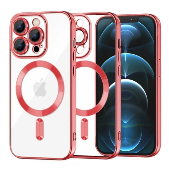 Husa MagSafe pentru Apple iPhone 12 Pro Max, Techsuit, Luxury Crystal, Rosie