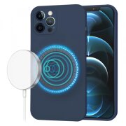 Husa MagSafe pentru Apple iPhone 12 Pro Max, Techsuit, SoftFlex, Bleumarin