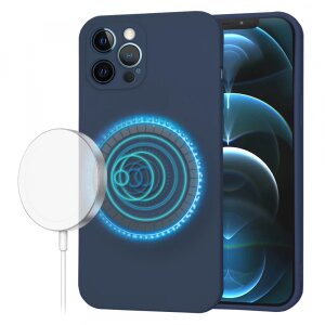 Husa MagSafe pentru Apple iPhone 12 Pro Max, Techsuit, SoftFlex, Bleumarin