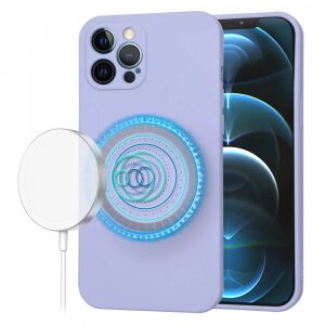 Husa MagSafe pentru Apple iPhone 12 Pro Max, Techsuit, SoftFlex, Mov Deschis