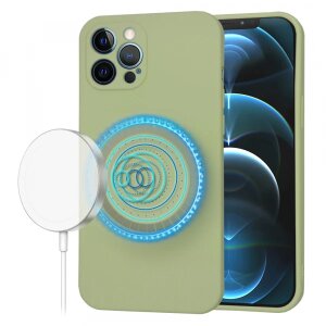 Husa MagSafe pentru Apple iPhone 12 Pro Max, Techsuit, SoftFlex, Verde Deschis