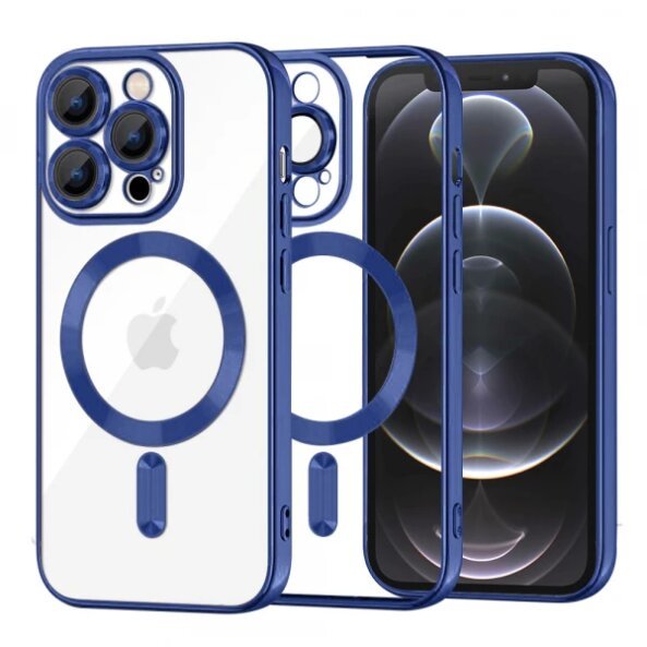 Husa MagSafe pentru Apple iPhone 12 Pro, Techsuit, Luxury Crystal, Albastra