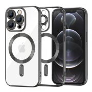 Husa MagSafe pentru Apple iPhone 12 Pro, Techsuit, Luxury Crystal, Neagra
