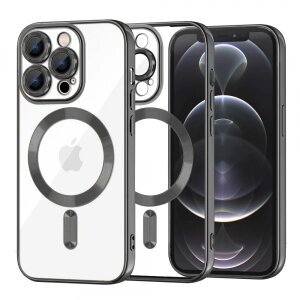 Husa MagSafe pentru Apple iPhone 12 Pro, Techsuit, Luxury Crystal, Neagra