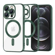 Husa MagSafe pentru Apple iPhone 12 Pro, Techsuit, Luxury Crystal, Verde Inchis