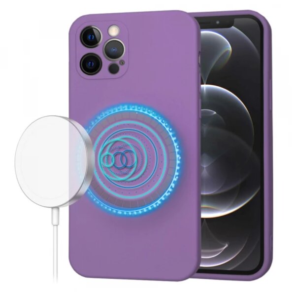 Husa MagSafe pentru Apple iPhone 12 Pro, Techsuit, SoftFlex, Mov