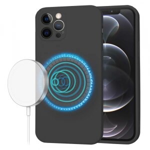 Husa MagSafe pentru Apple iPhone 12 Pro, Techsuit, SoftFlex, Neagra