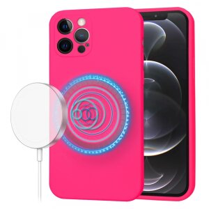 Husa MagSafe pentru Apple iPhone 12 Pro, Techsuit, SoftFlex, Roz Inchis
