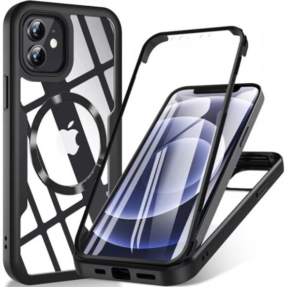 Husa MagSafe pentru Apple iPhone 12, Techsuit, ColorVerse 360, Neagra