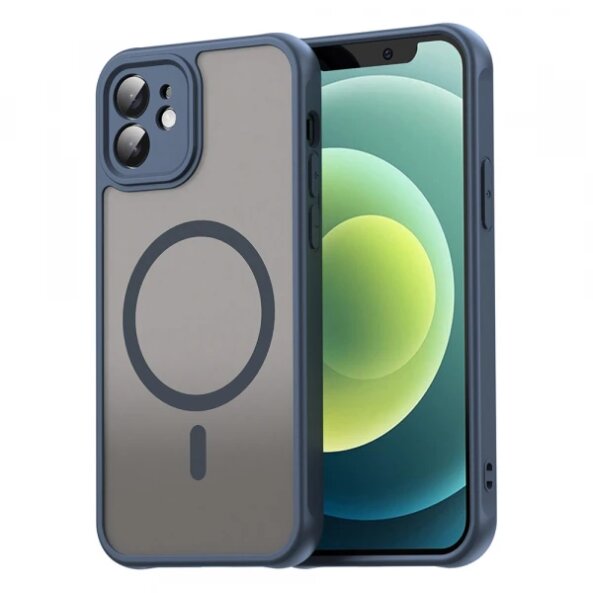Husa MagSafe pentru Apple iPhone 12, Techsuit, HaloFrost II, Bleumarin