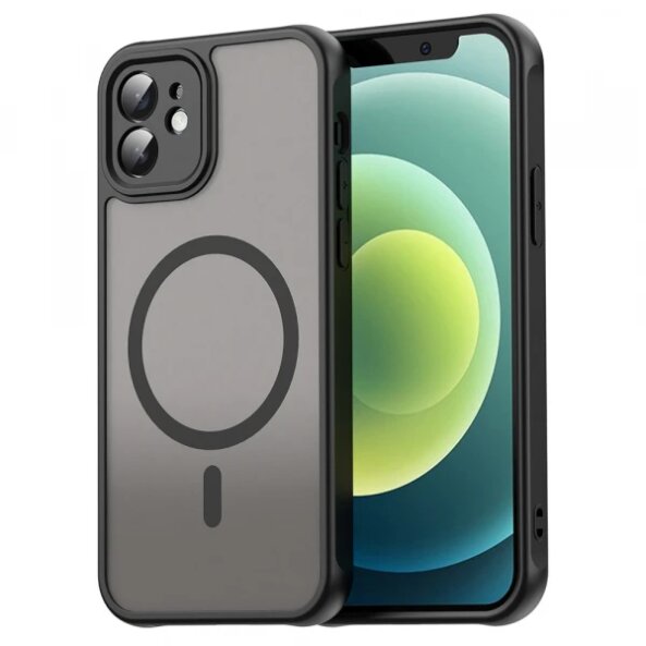 Husa MagSafe pentru Apple iPhone 12, Techsuit, HaloFrost II, Neagra