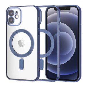 Husa MagSafe pentru Apple iPhone 12, Techsuit, Luxury Crystal, Albastra