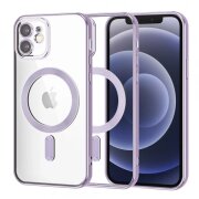 Husa MagSafe pentru Apple iPhone 12, Techsuit, Luxury Crystal, Mov Deschis