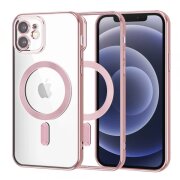 Husa MagSafe pentru Apple iPhone 12, Techsuit, Luxury Crystal, Roz