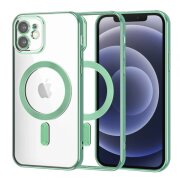 Husa MagSafe pentru Apple iPhone 12, Techsuit, Luxury Crystal, Verde Deschis