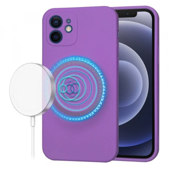 Husa MagSafe pentru Apple iPhone 12, Techsuit, SoftFlex, Mov
