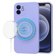 Husa MagSafe pentru Apple iPhone 12, Techsuit, SoftFlex, Mov Deschis
