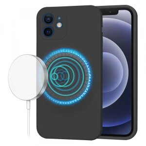 Husa MagSafe pentru Apple iPhone 12, Techsuit, SoftFlex, Neagra