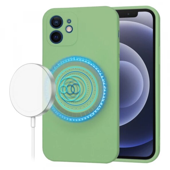 Husa MagSafe pentru Apple iPhone 12, Techsuit, SoftFlex, Verde