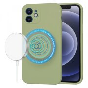 Husa MagSafe pentru Apple iPhone 12, Techsuit, SoftFlex, Verde Deschis