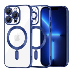 Husa MagSafe pentru Apple iPhone 13 Pro Max, Techsuit, Luxury Crystal, Albastra