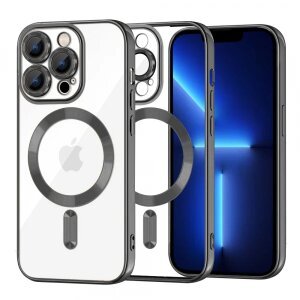 Husa MagSafe pentru Apple iPhone 13 Pro Max, Techsuit, Luxury Crystal, Neagra