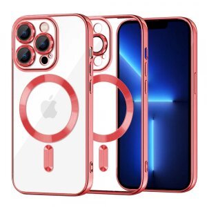 Husa MagSafe pentru Apple iPhone 13 Pro Max, Techsuit, Luxury Crystal, Rosie