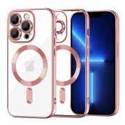 Husa MagSafe pentru Apple iPhone 13 Pro Max, Techsuit, Luxury Crystal, Roz