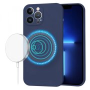 Husa MagSafe pentru Apple iPhone 13 Pro Max, Techsuit, SoftFlex, Bleumarin