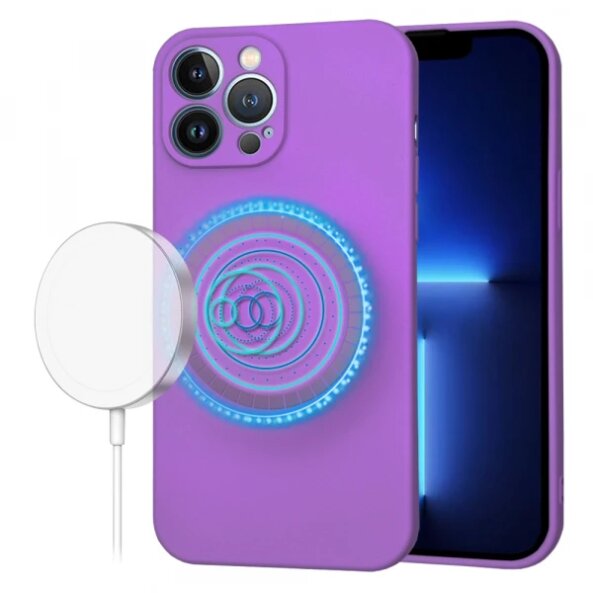 Husa MagSafe pentru Apple iPhone 13 Pro Max, Techsuit, SoftFlex, Mov