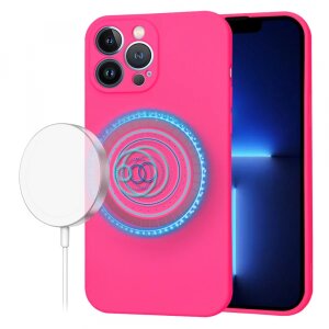 Husa MagSafe pentru Apple iPhone 13 Pro Max, Techsuit, SoftFlex, Roz Inchis