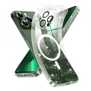 Husa MagSafe pentru Apple iPhone 13 Pro Max, Techsuit, SparkleSkin, Transparenta