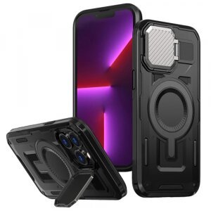 Husa MagSafe pentru Apple iPhone 13 Pro, Techsuit, CamVault, Neagra