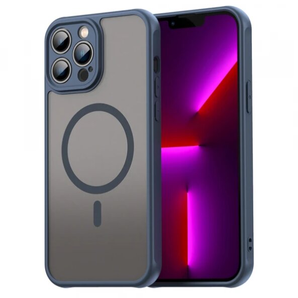 Husa MagSafe pentru Apple iPhone 13 Pro, Techsuit, HaloFrost II, Bleumarin