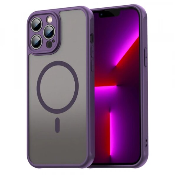 Husa MagSafe pentru Apple iPhone 13 Pro, Techsuit, HaloFrost II, Mov