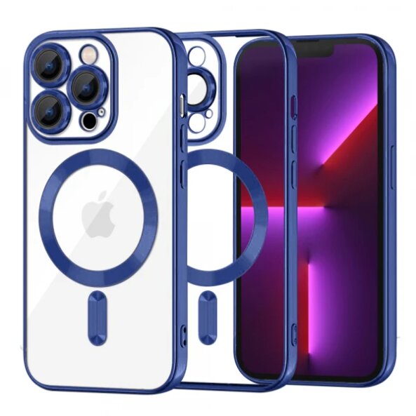 Husa MagSafe pentru Apple iPhone 13 Pro, Techsuit, Luxury Crystal, Albastra