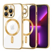 Husa MagSafe pentru Apple iPhone 13 Pro, Techsuit, Luxury Crystal, Aurie