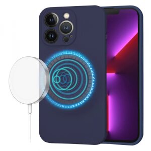 Husa MagSafe pentru Apple iPhone 13 Pro, Techsuit, SoftFlex, Bleumarin