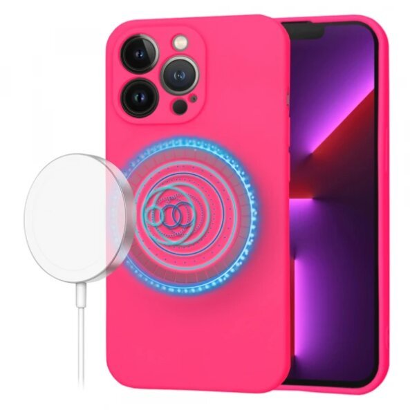 Husa MagSafe pentru Apple iPhone 13 Pro, Techsuit, SoftFlex, Roz Inchis
