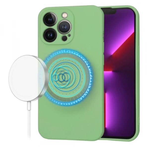 Husa MagSafe pentru Apple iPhone 13 Pro, Techsuit, SoftFlex, Verde