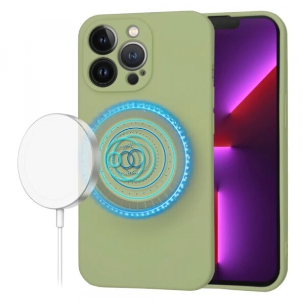 Husa MagSafe pentru Apple iPhone 13 Pro, Techsuit, SoftFlex, Verde Deschis