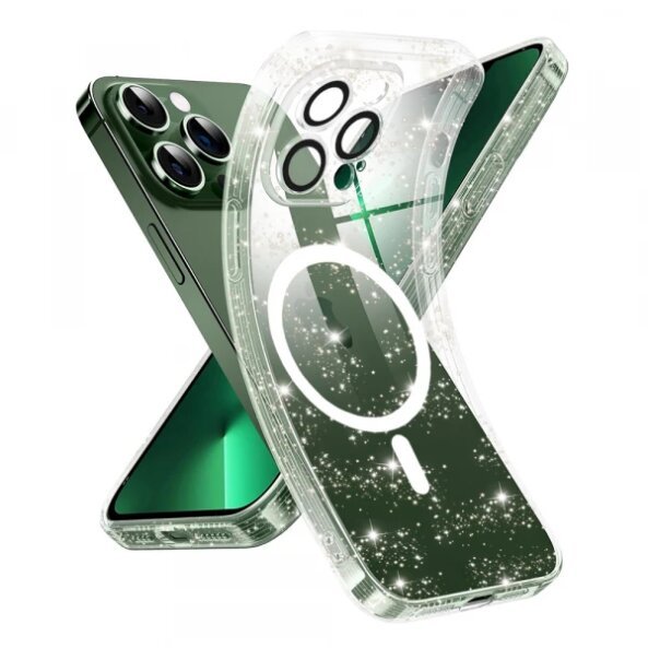 Husa MagSafe pentru Apple iPhone 13 Pro, Techsuit, SparkleSkin, Transparenta