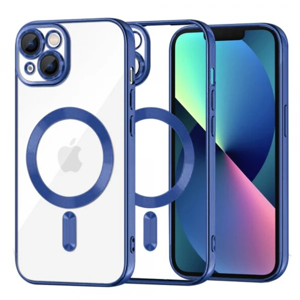 Husa MagSafe pentru Apple iPhone 13, Techsuit, Luxury Crystal, Albastra