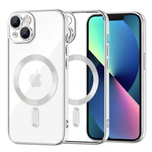 Husa MagSafe pentru Apple iPhone 13, Techsuit, Luxury Crystal, Argintie