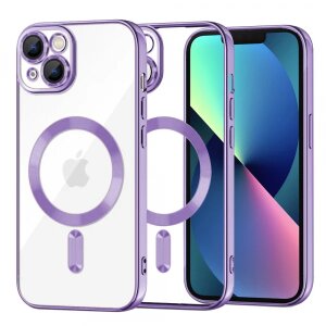 Husa MagSafe pentru Apple iPhone 13, Techsuit, Luxury Crystal, Mov Deschis
