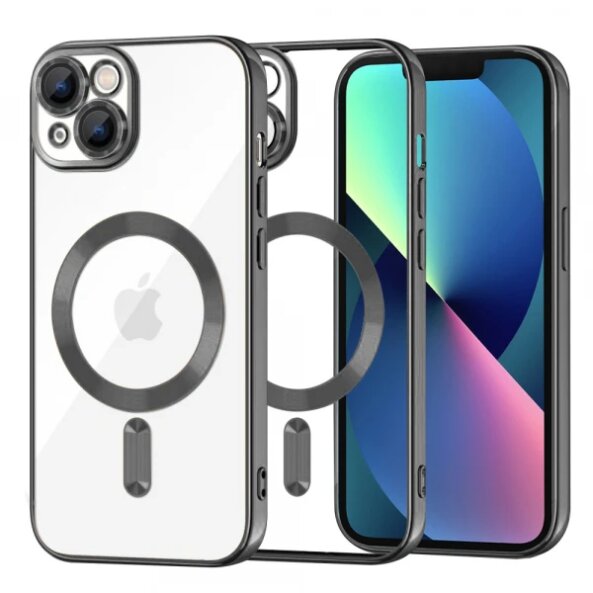 Husa MagSafe pentru Apple iPhone 13, Techsuit, Luxury Crystal, Neagra